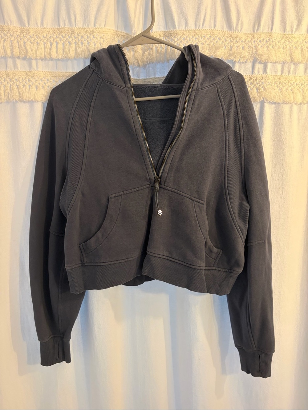 lululemon athletica dark blue scuba half zip Cropped Hoodie